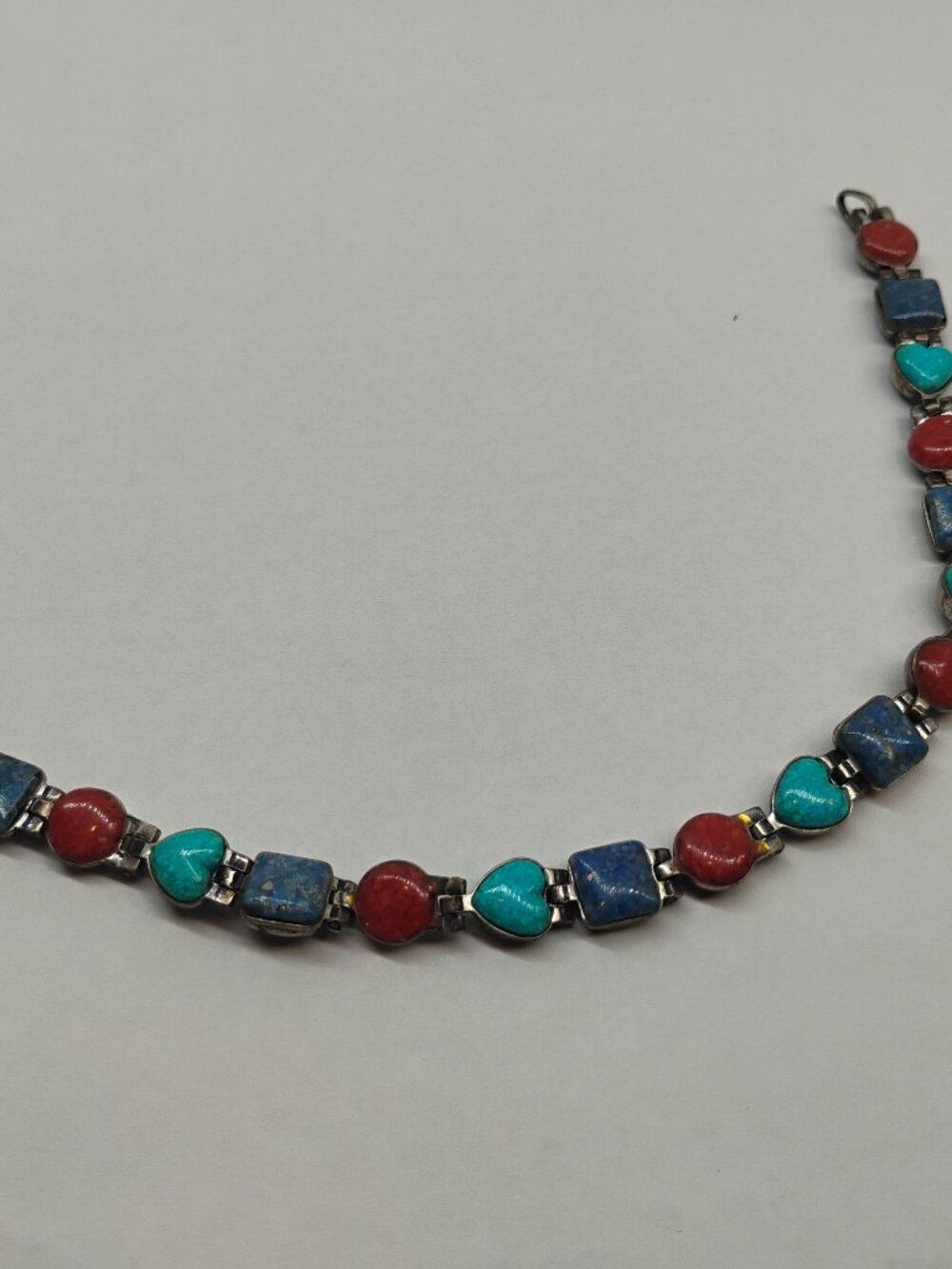 Vintage Carolyn Pollack Sterling Silver, Turquoise Hearts 925 Bracelet